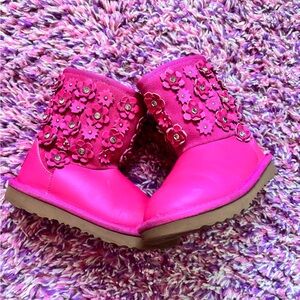 Pink Floral Kids Boots